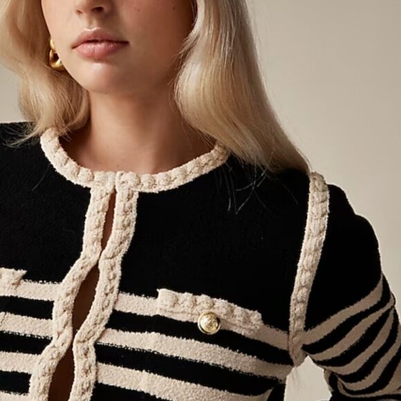 J.Crew Odette Sweater Lady Jacket in Striped Bouclé - Size Large - Picture 2 of 5